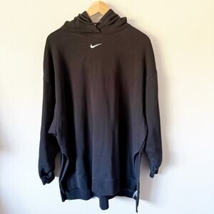 NIKE | Black White Hoodie Tunic Dress Sweatshirt Soft Long Line | Size Large